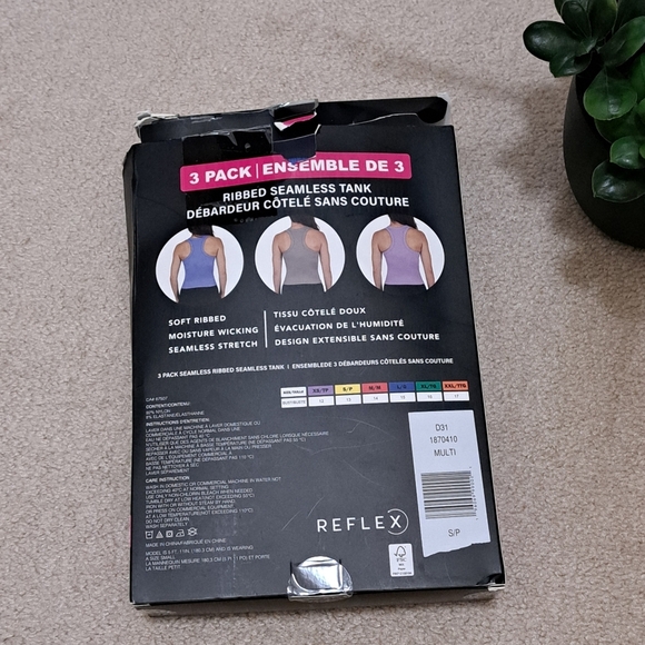 Reflex Ribbed Tanks 3 Pack Women's Small Racer Back Seamless Tan Purple New! - Picture 2 of 10